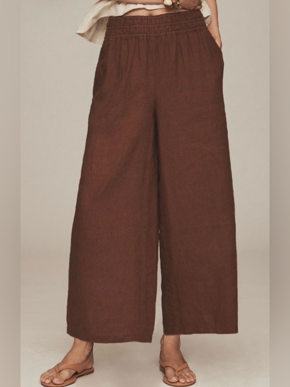 Anthropologie The Somerset Linen Blend Pull-On Wide-Leg Pants - Picture 3 of 10